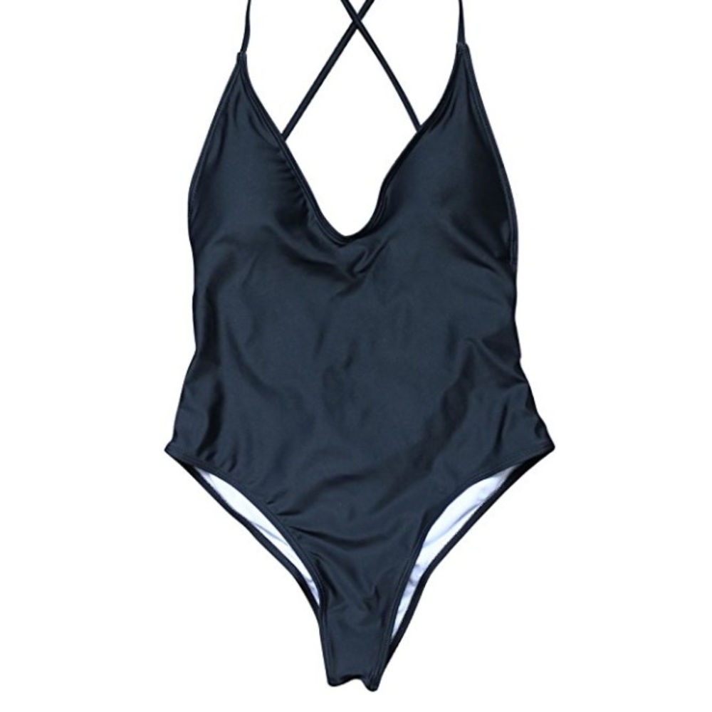 Black one-piece swimsuit
